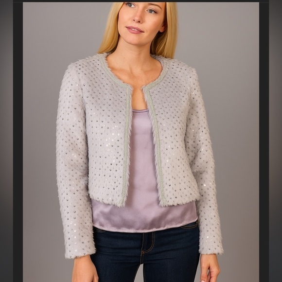 Charlotte Russe Jackets & Blazers - Charlotte Russe fur grey sequin jacket y2k boho classic evening party summer